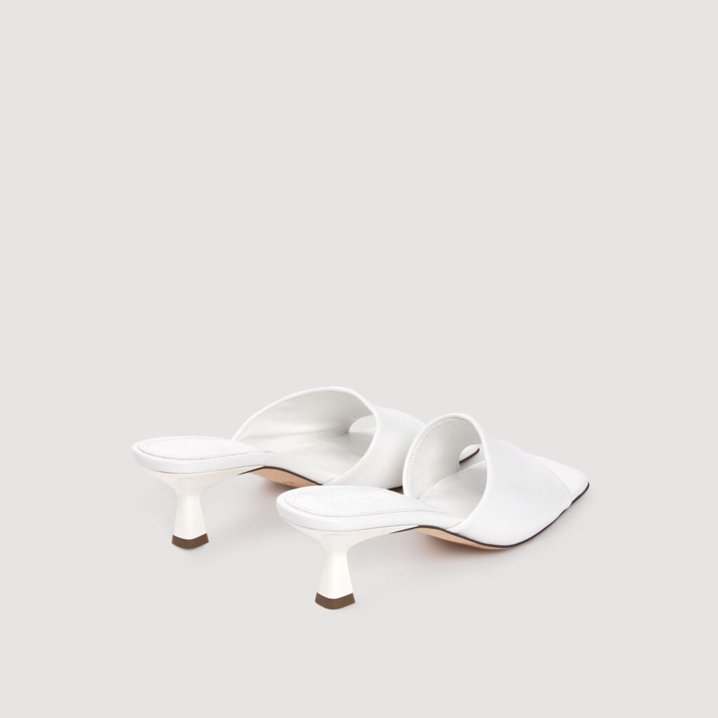 Mules à talon en cuir lisse