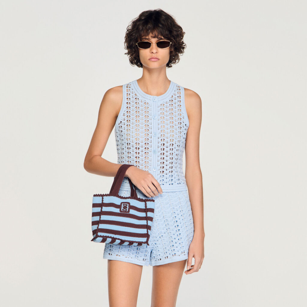 Sac en maille crochet à rayures