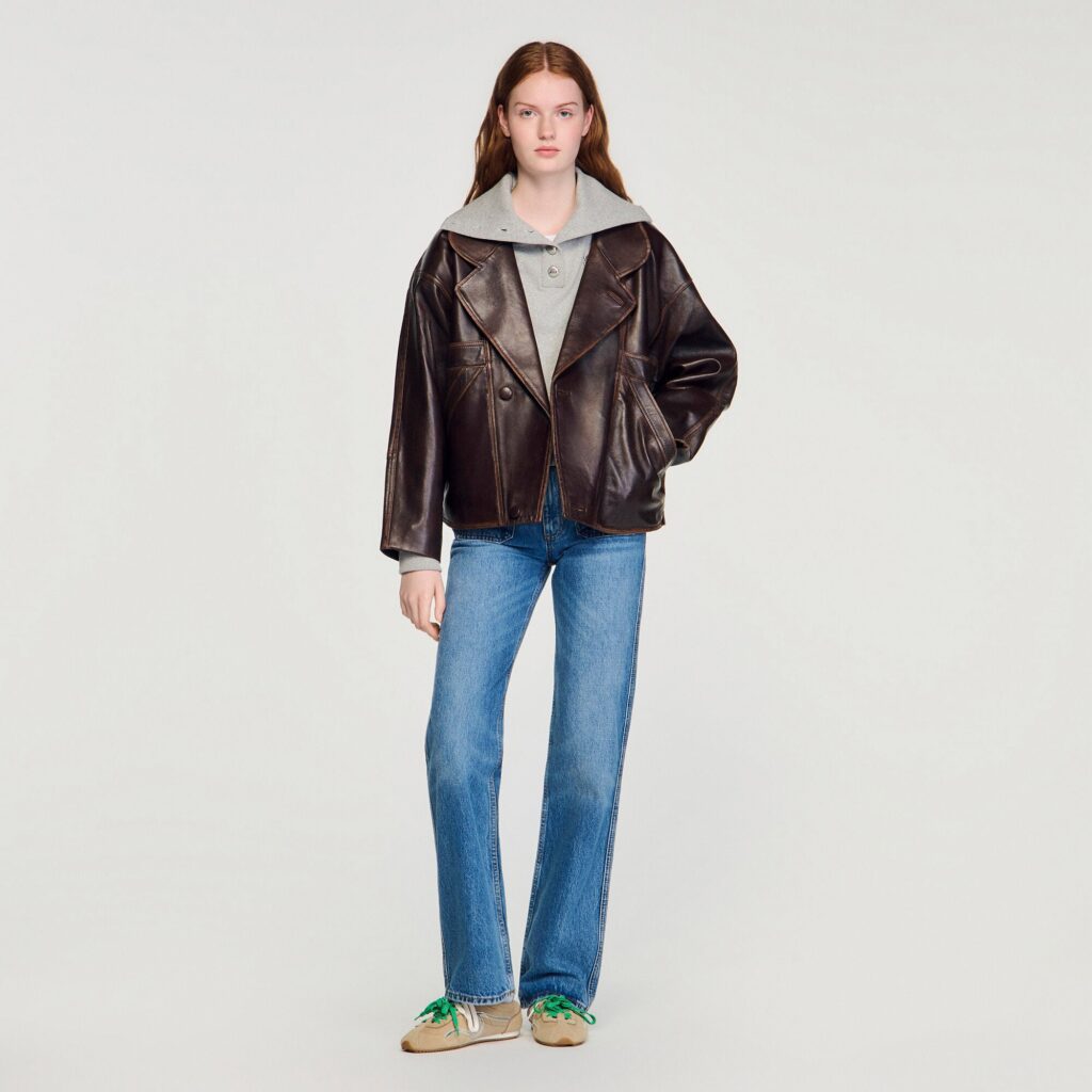 Blouson en cuir oversize