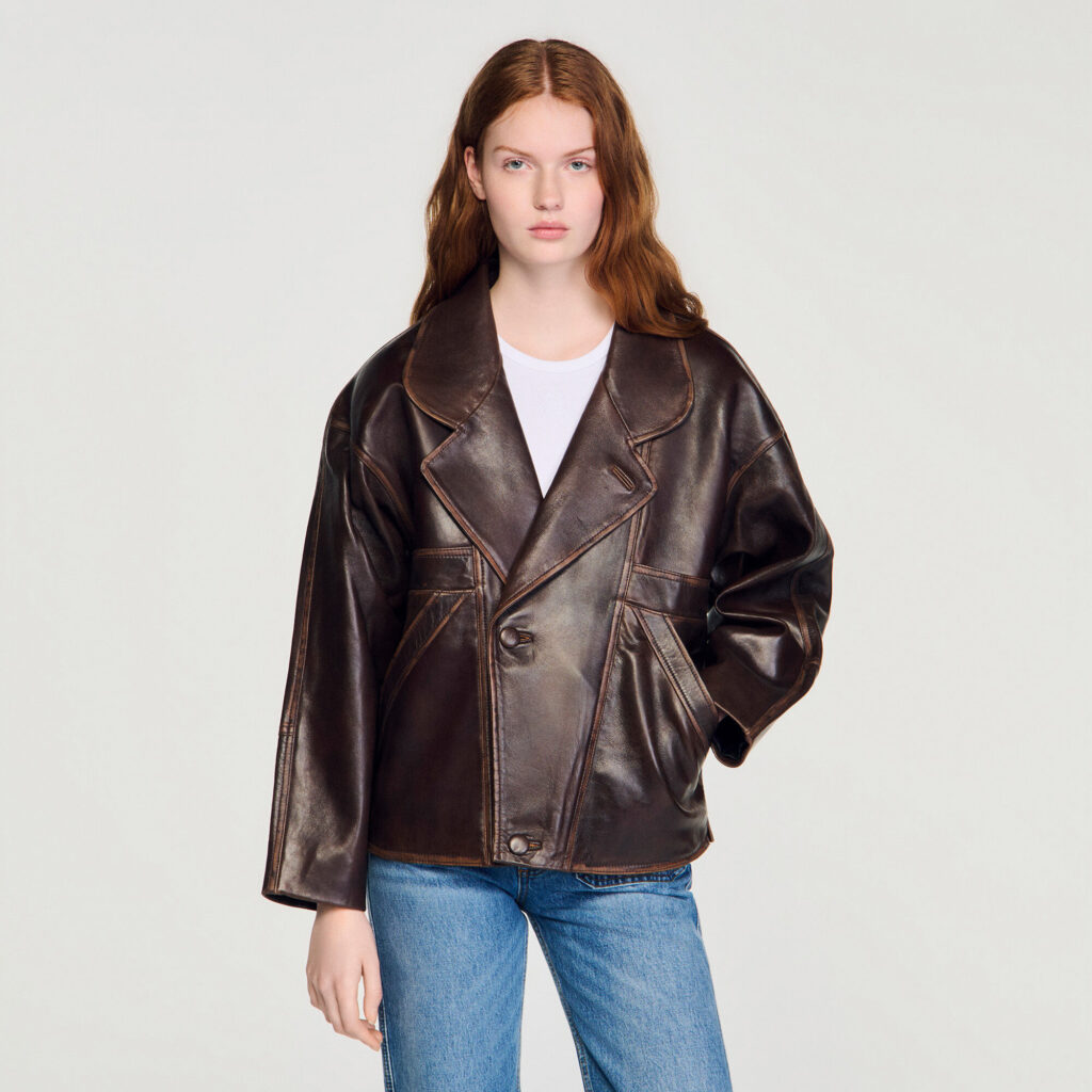 Blouson en cuir oversize