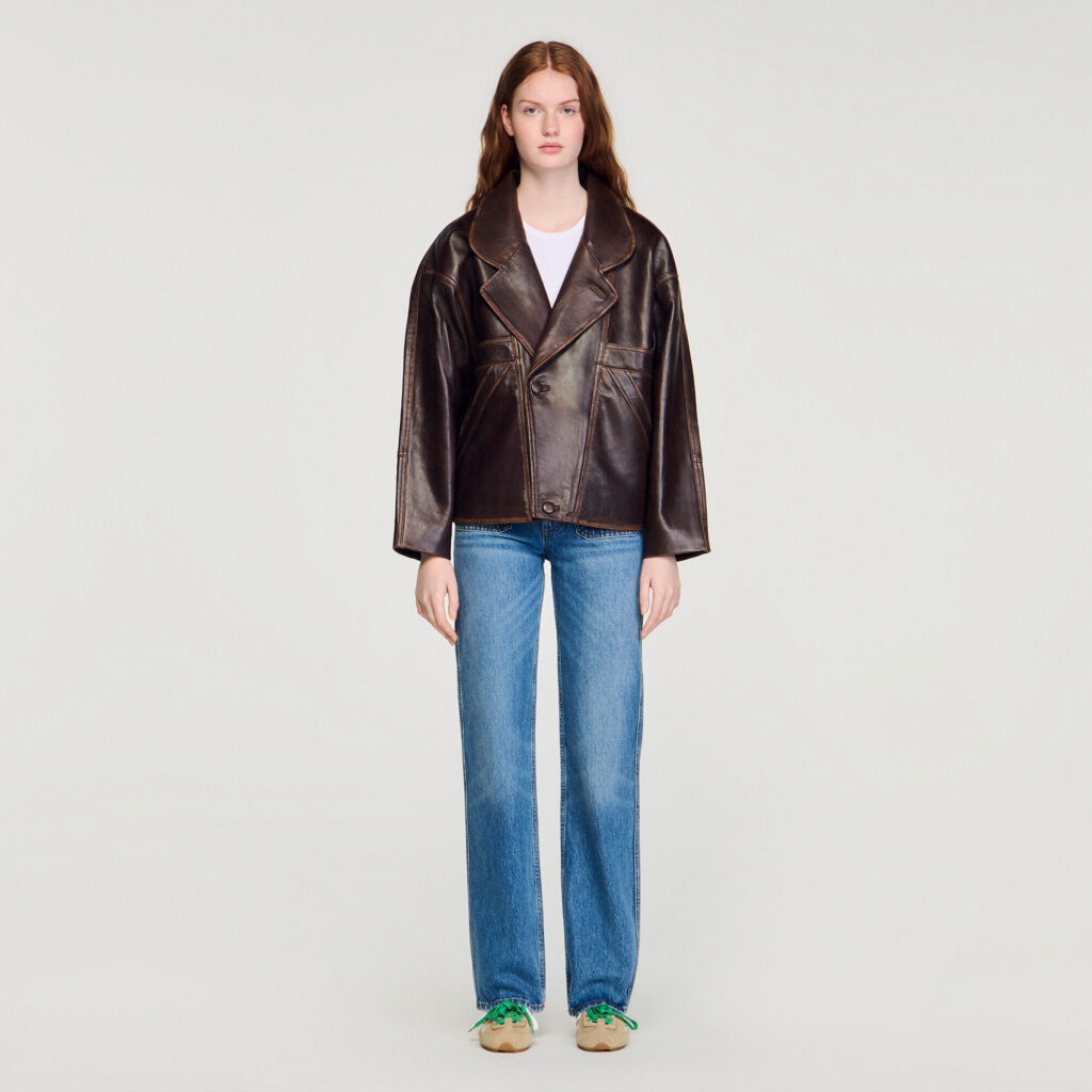 Blouson en cuir oversize