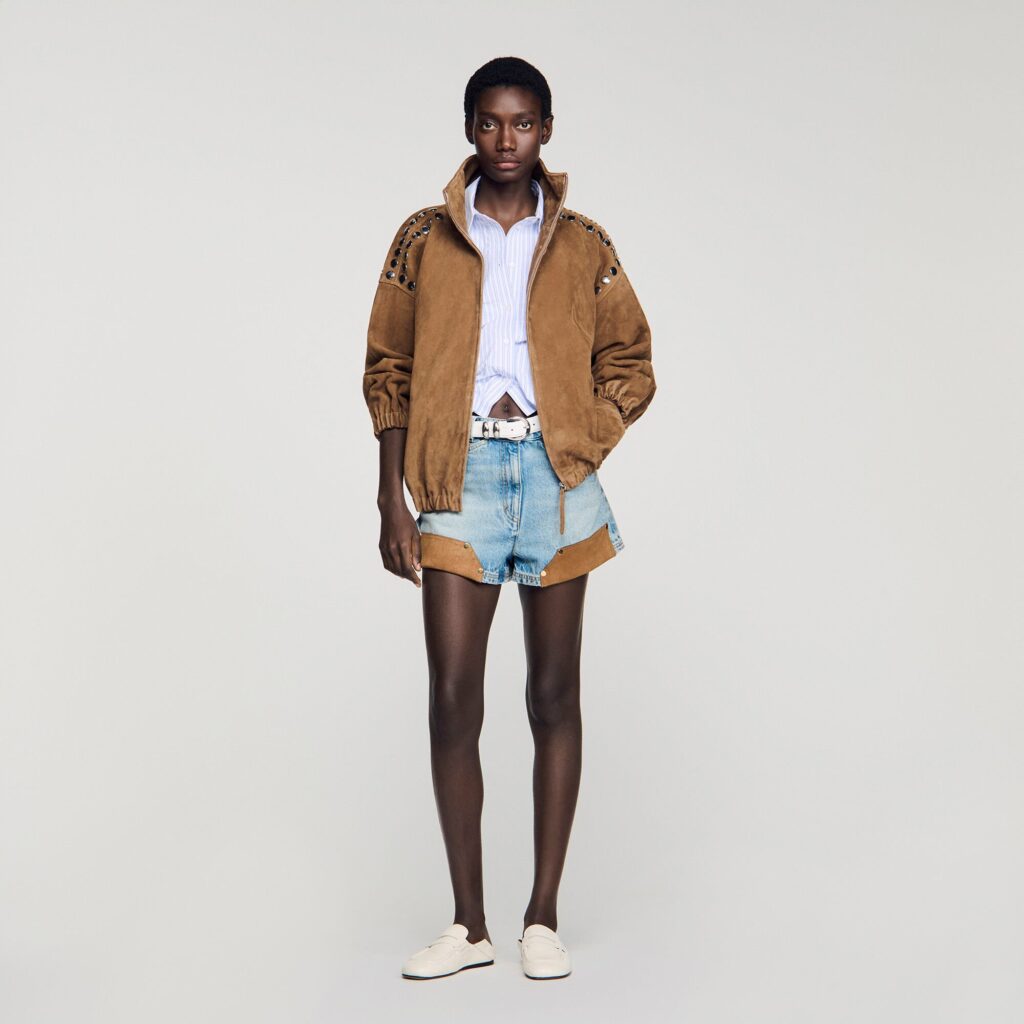 Blouson en suède à studs