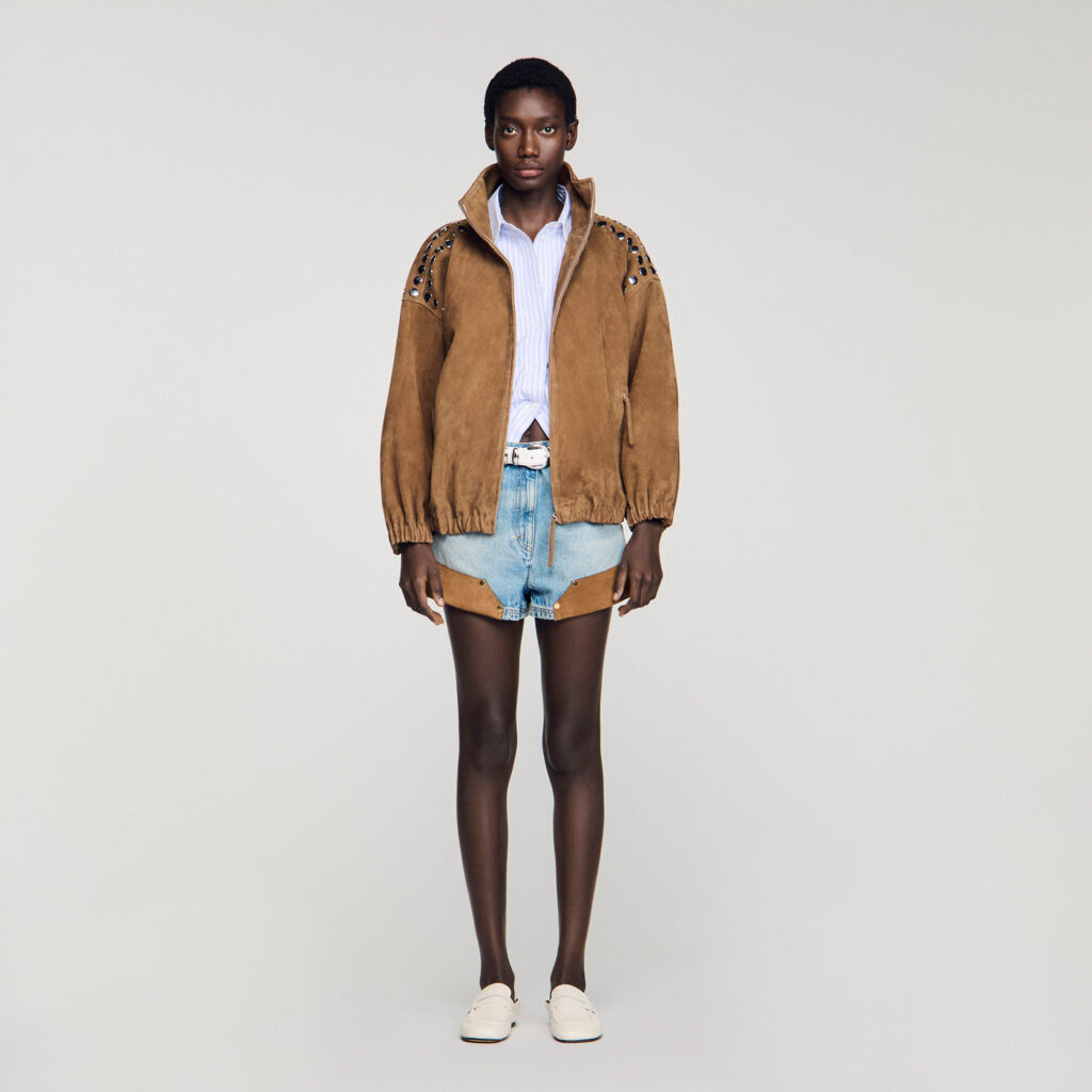 Blouson en suède à studs