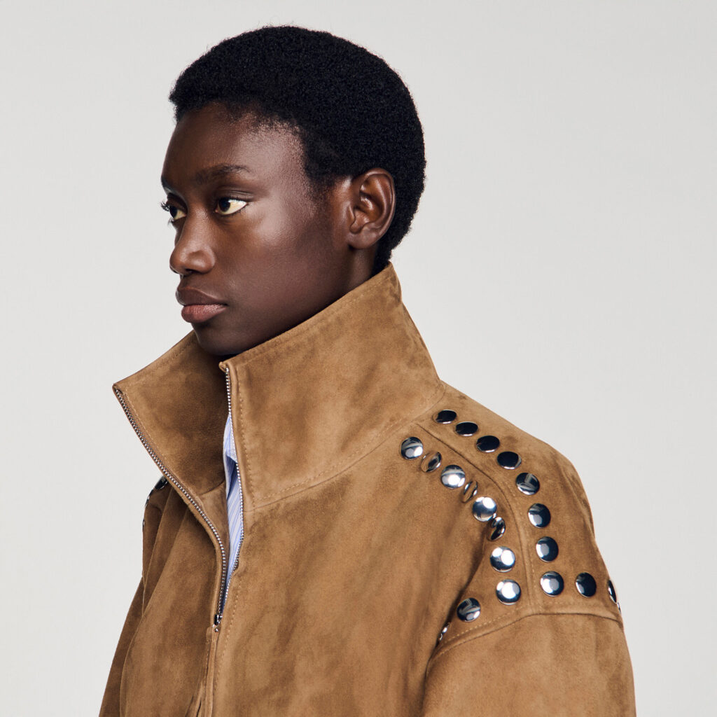 Blouson en suède à studs