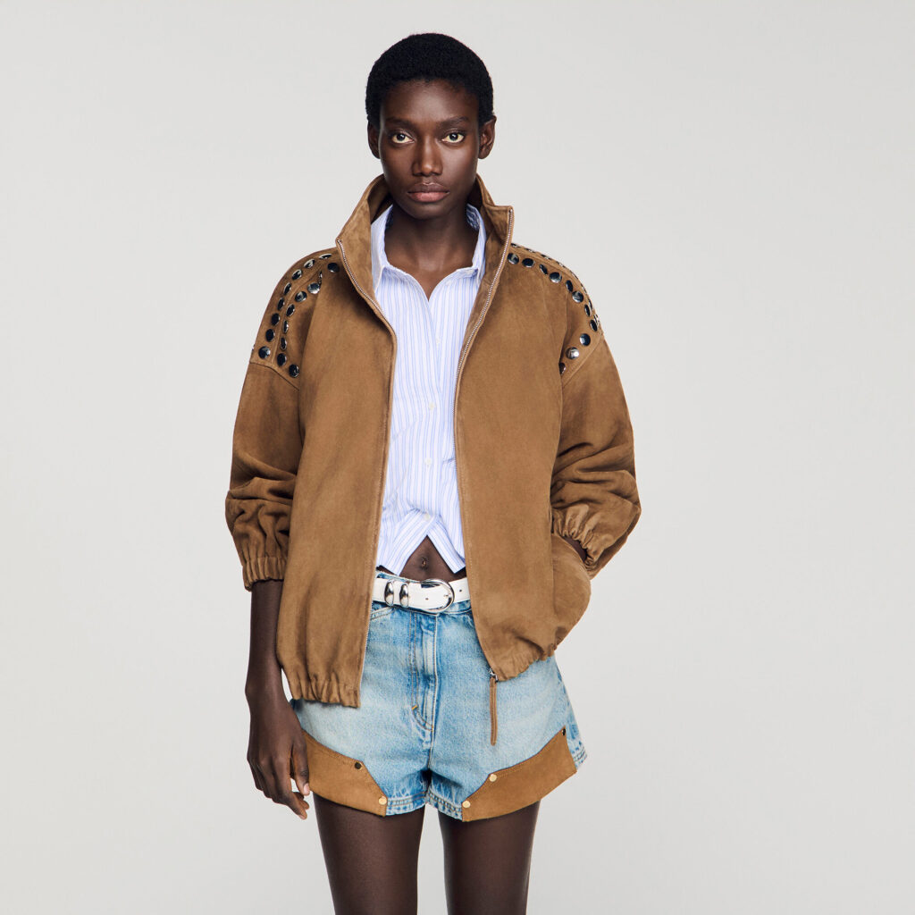 Blouson en suède à studs