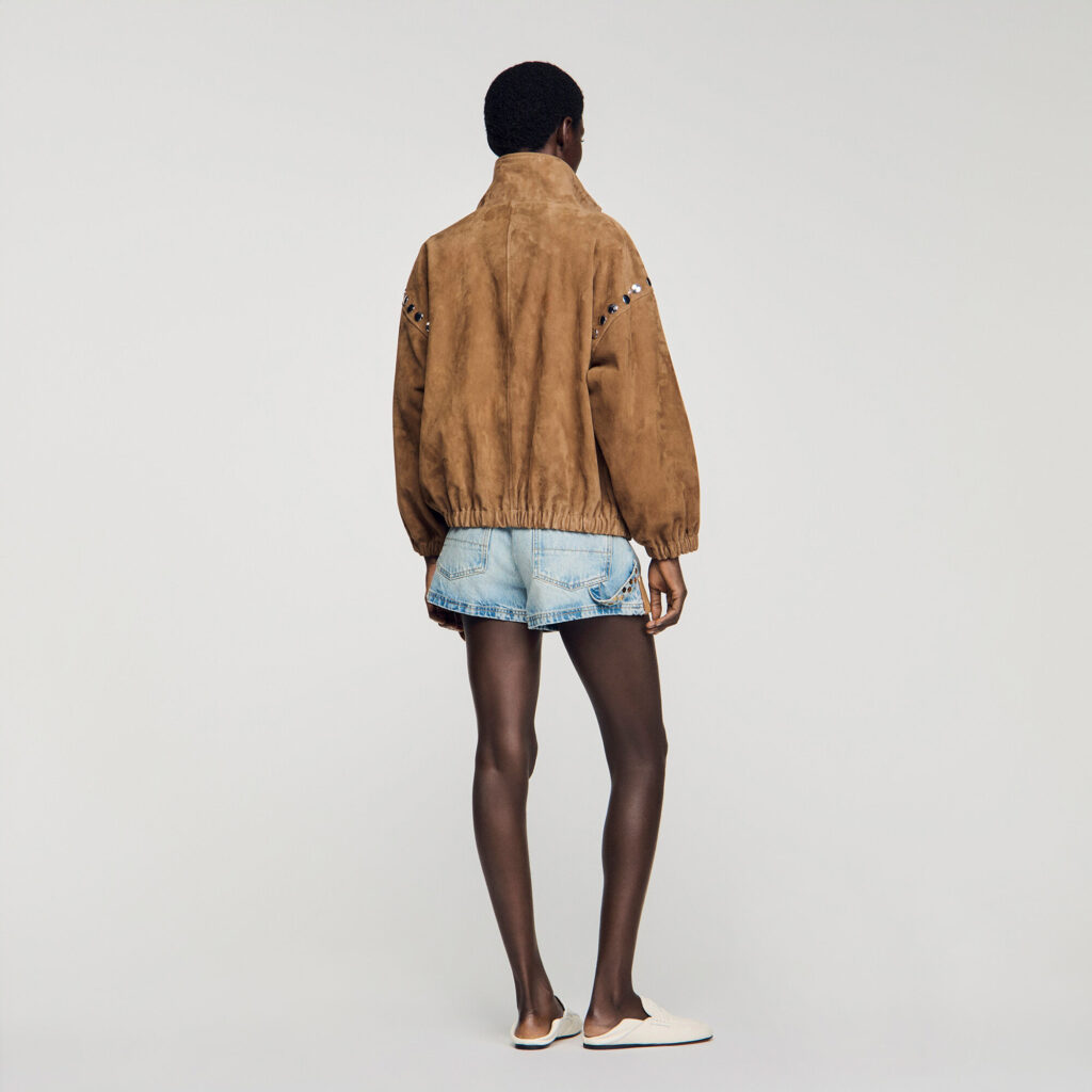 Blouson en suède à studs