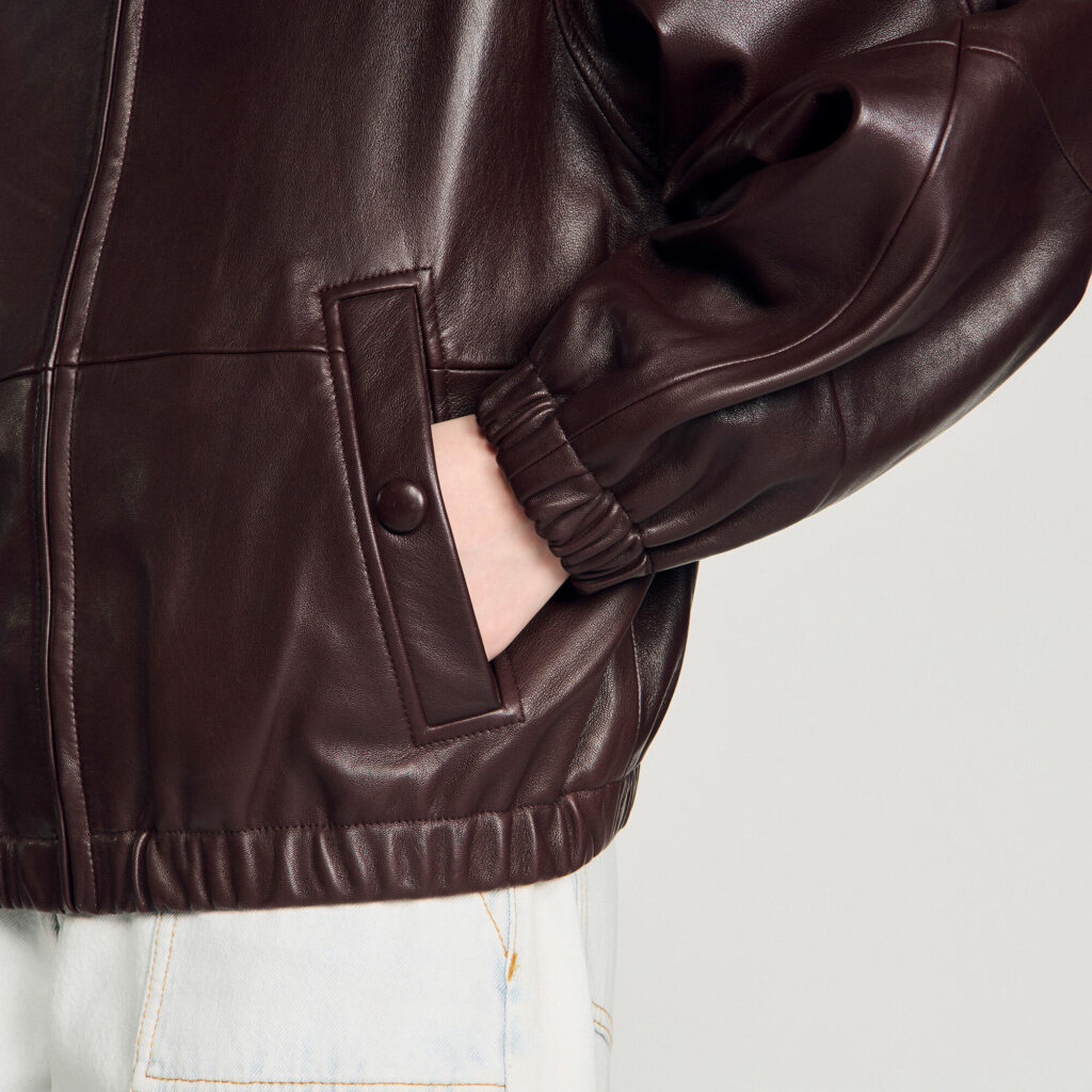Blouson oversize en cuir zippé