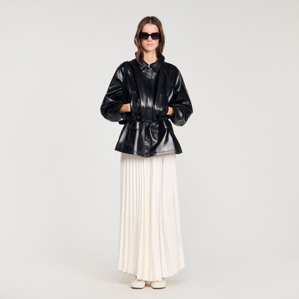 Blouson en cuir lisse