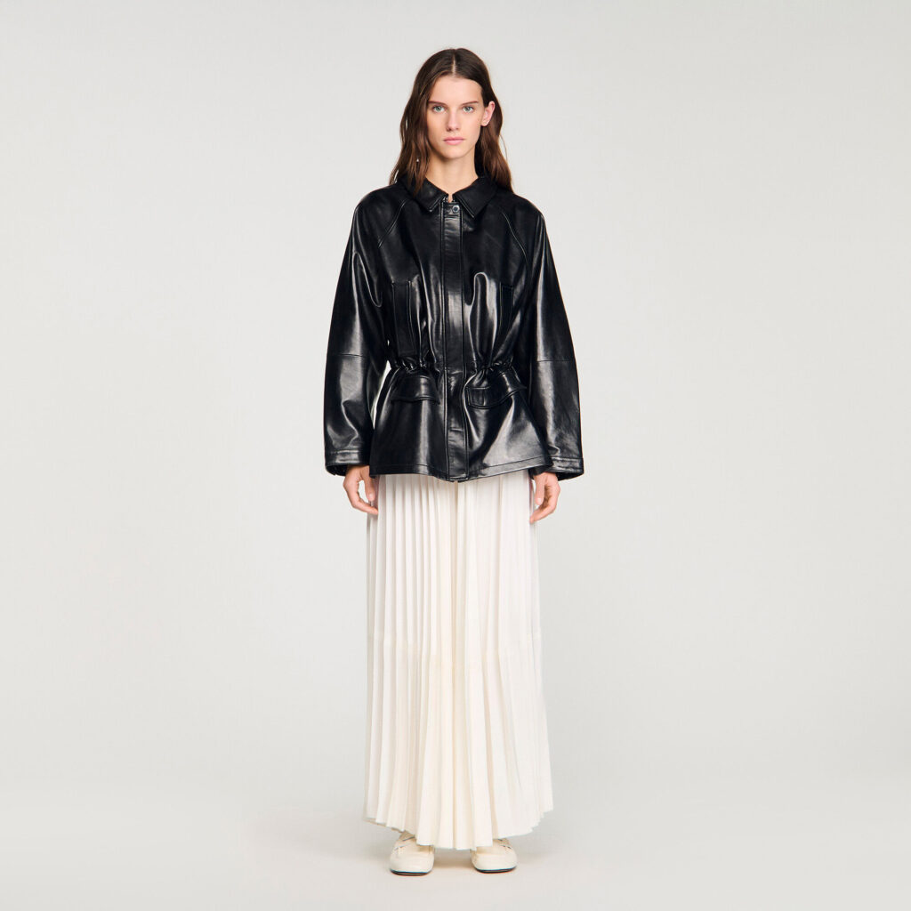 Blouson en cuir lisse