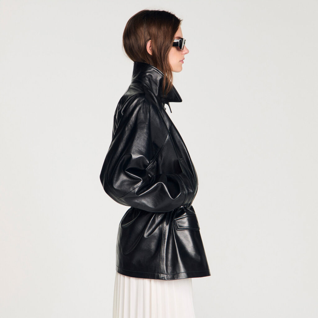 Blouson en cuir lisse