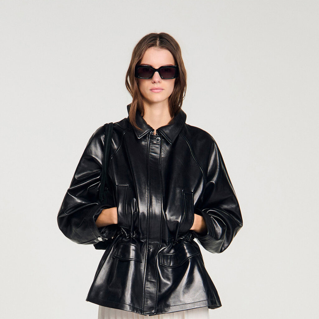 Blouson en cuir lisse