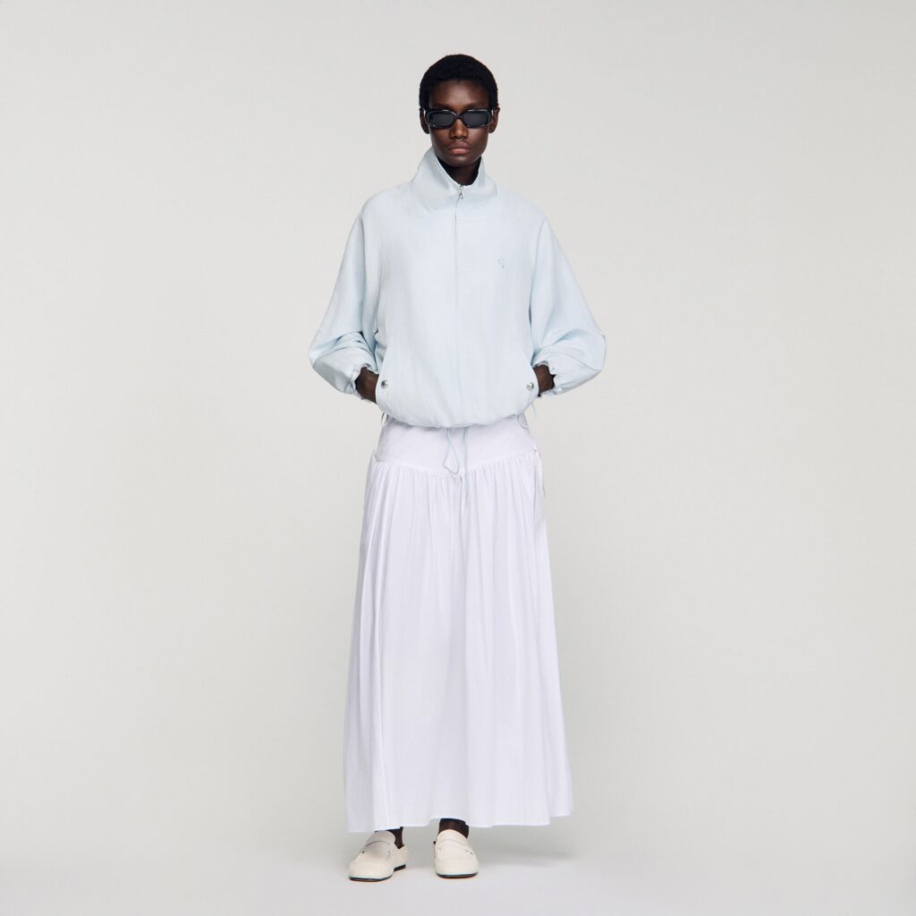Blouson oversize col montant brodé