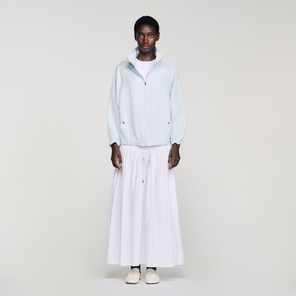 Blouson oversize col montant brodé