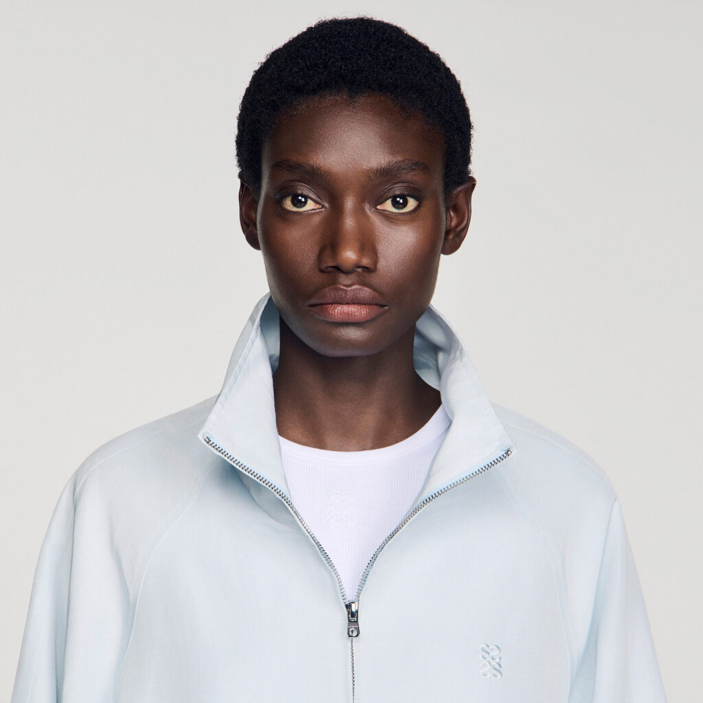 Blouson oversize col montant brodé