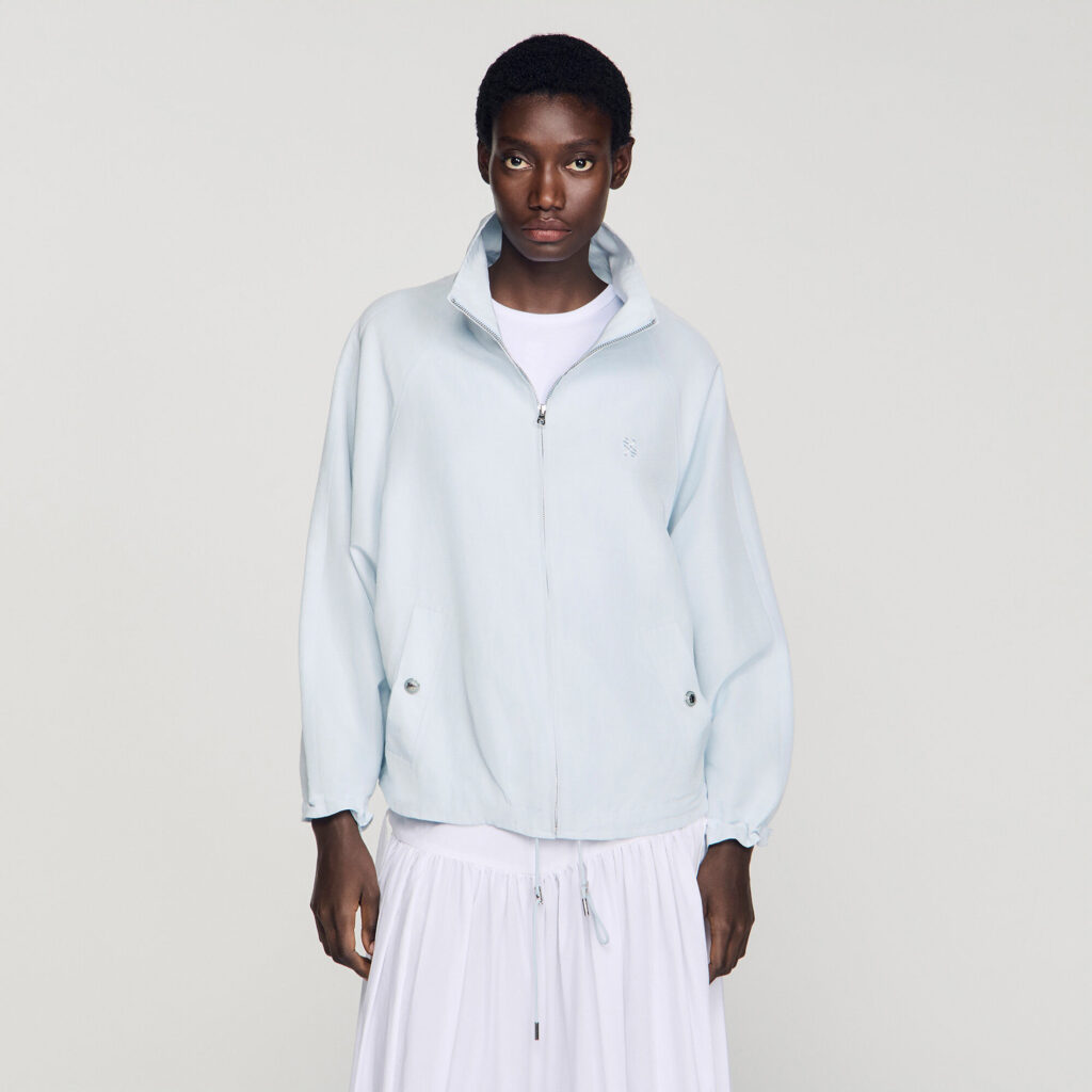Blouson oversize col montant brodé