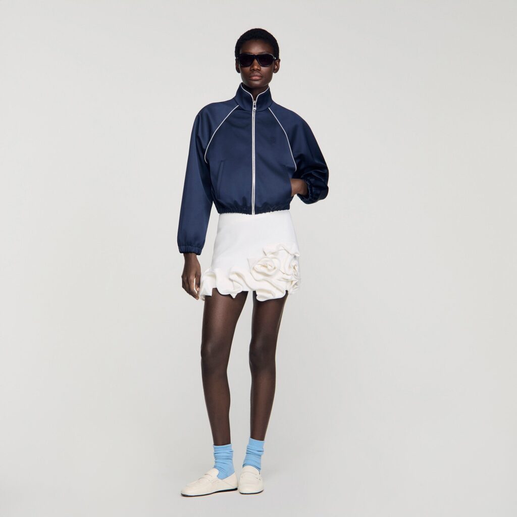 Blouson court satiné logo brodé