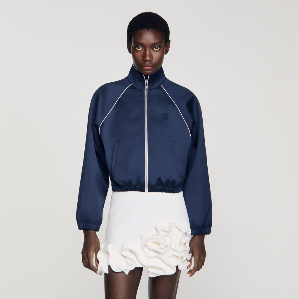 Blouson court satiné logo brodé