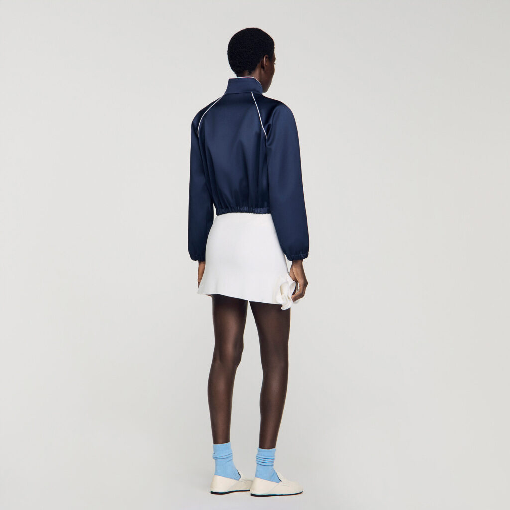 Blouson court satiné logo brodé