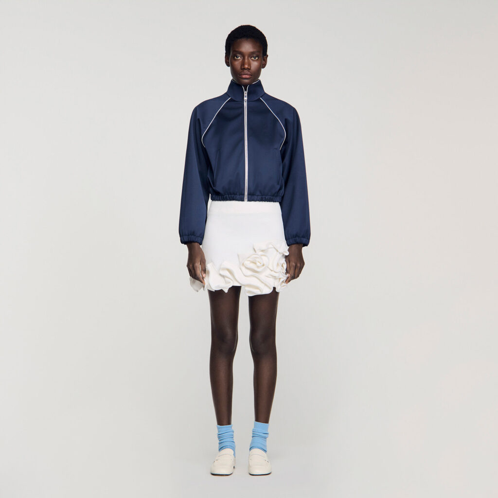 Blouson court satiné logo brodé