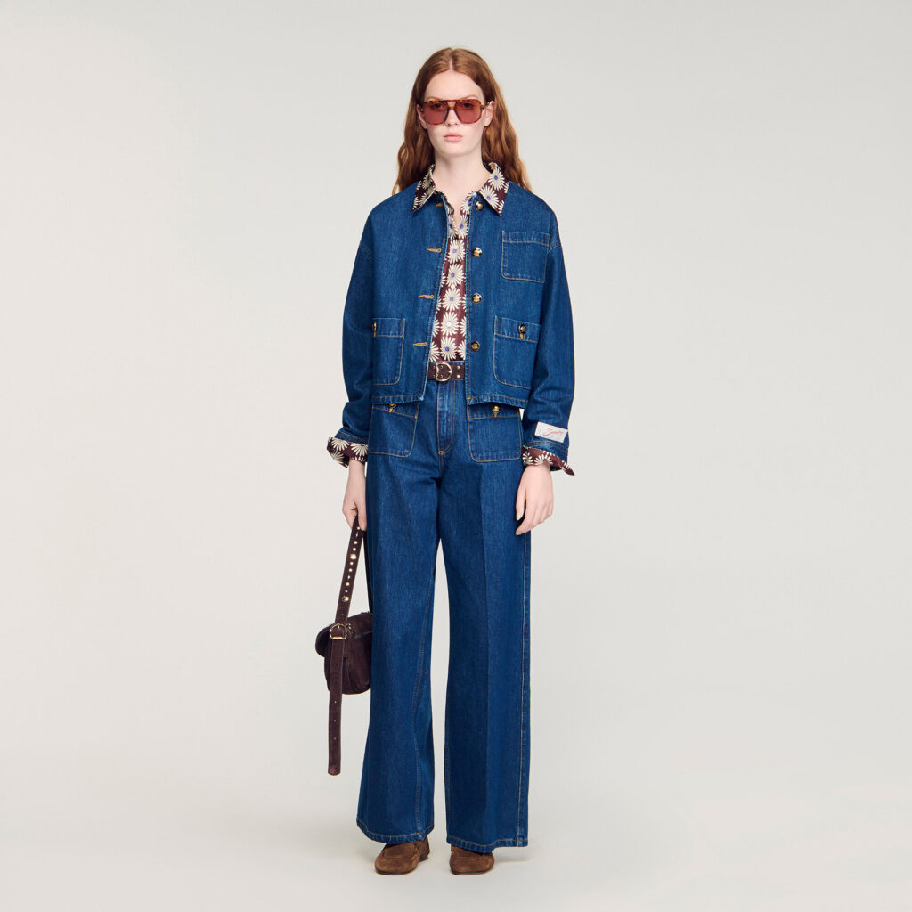 Blouson denim à boutons fantaisie