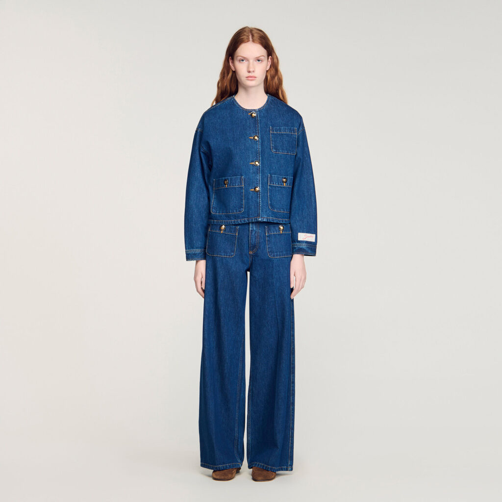 Blouson denim à boutons fantaisie