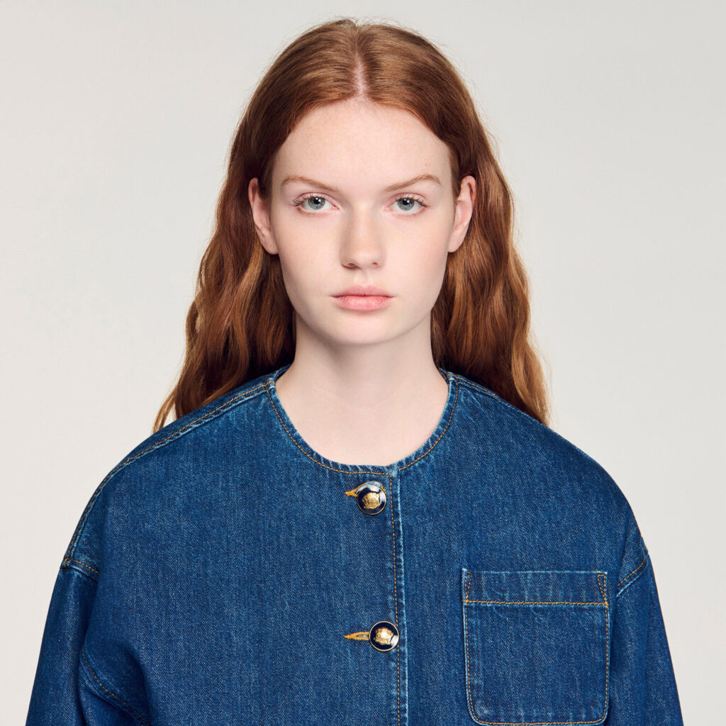 Blouson denim à boutons fantaisie