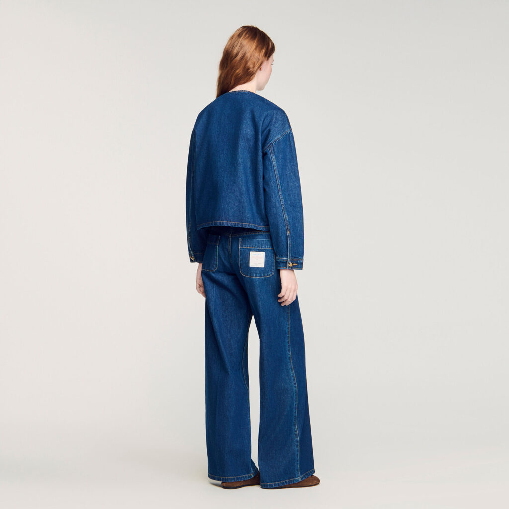 Blouson denim à boutons fantaisie