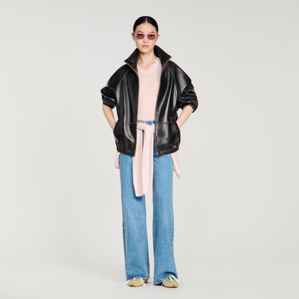 Blouson en cuir vieilli