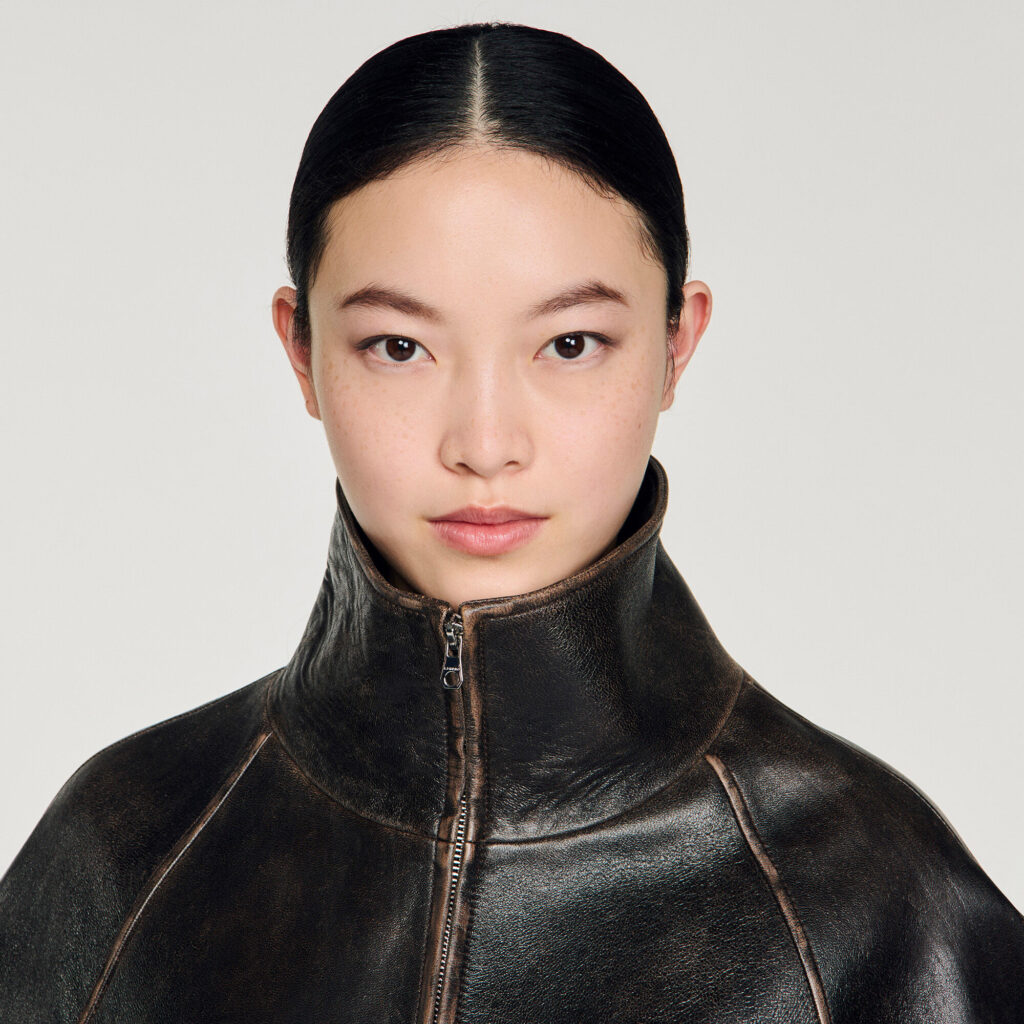 Blouson en cuir vieilli