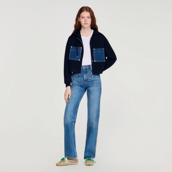 Sweatshirt en maille et denim
