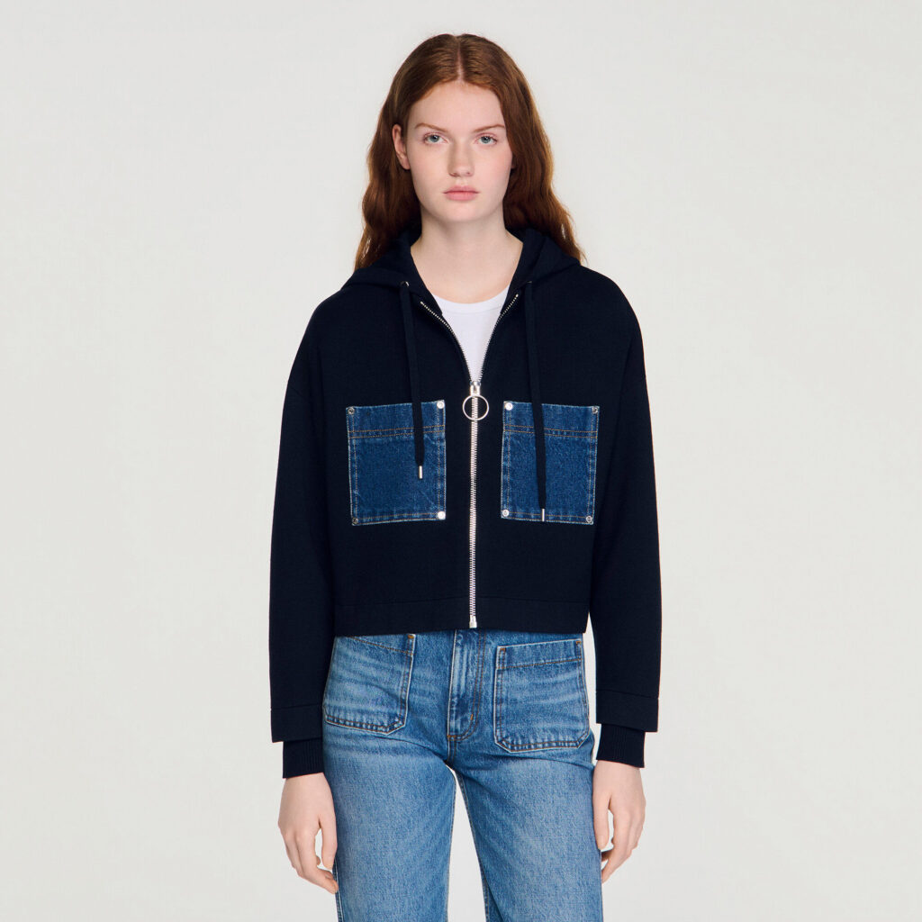 Sweatshirt en maille et denim