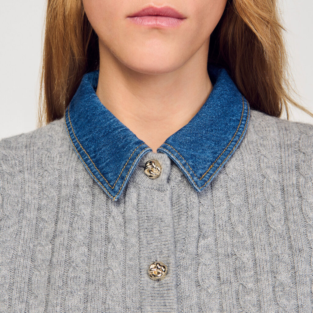 Cardigan à col en denim