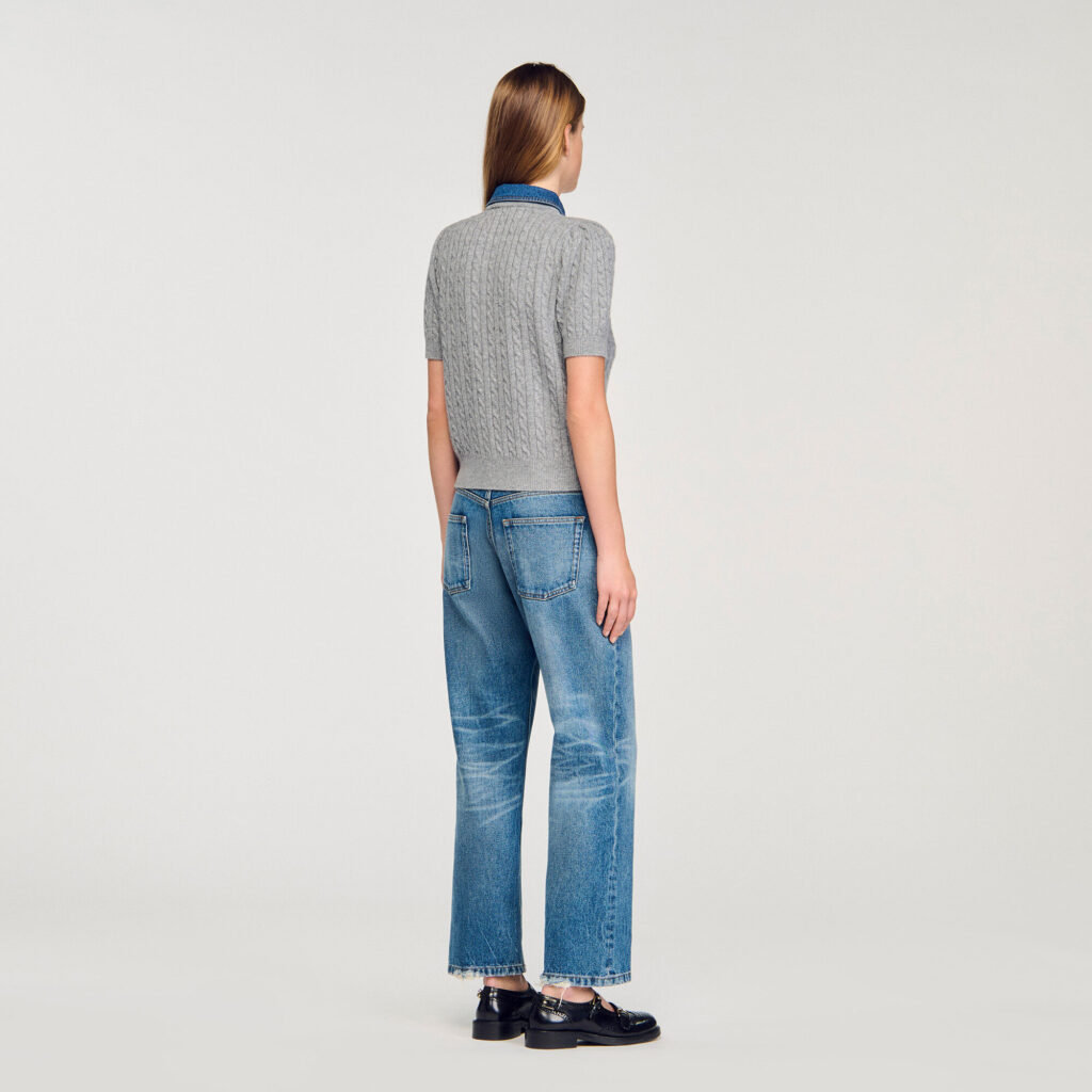 Cardigan à col en denim