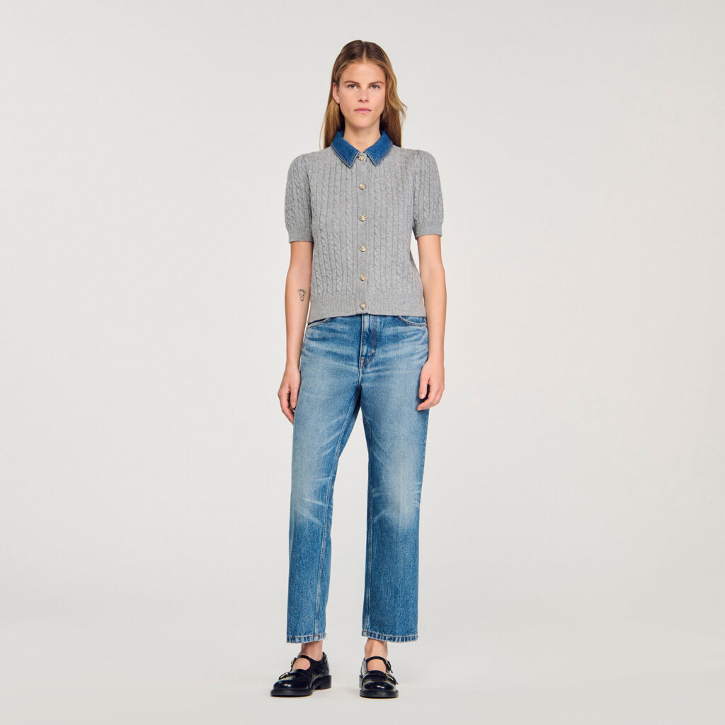 Cardigan à col en denim