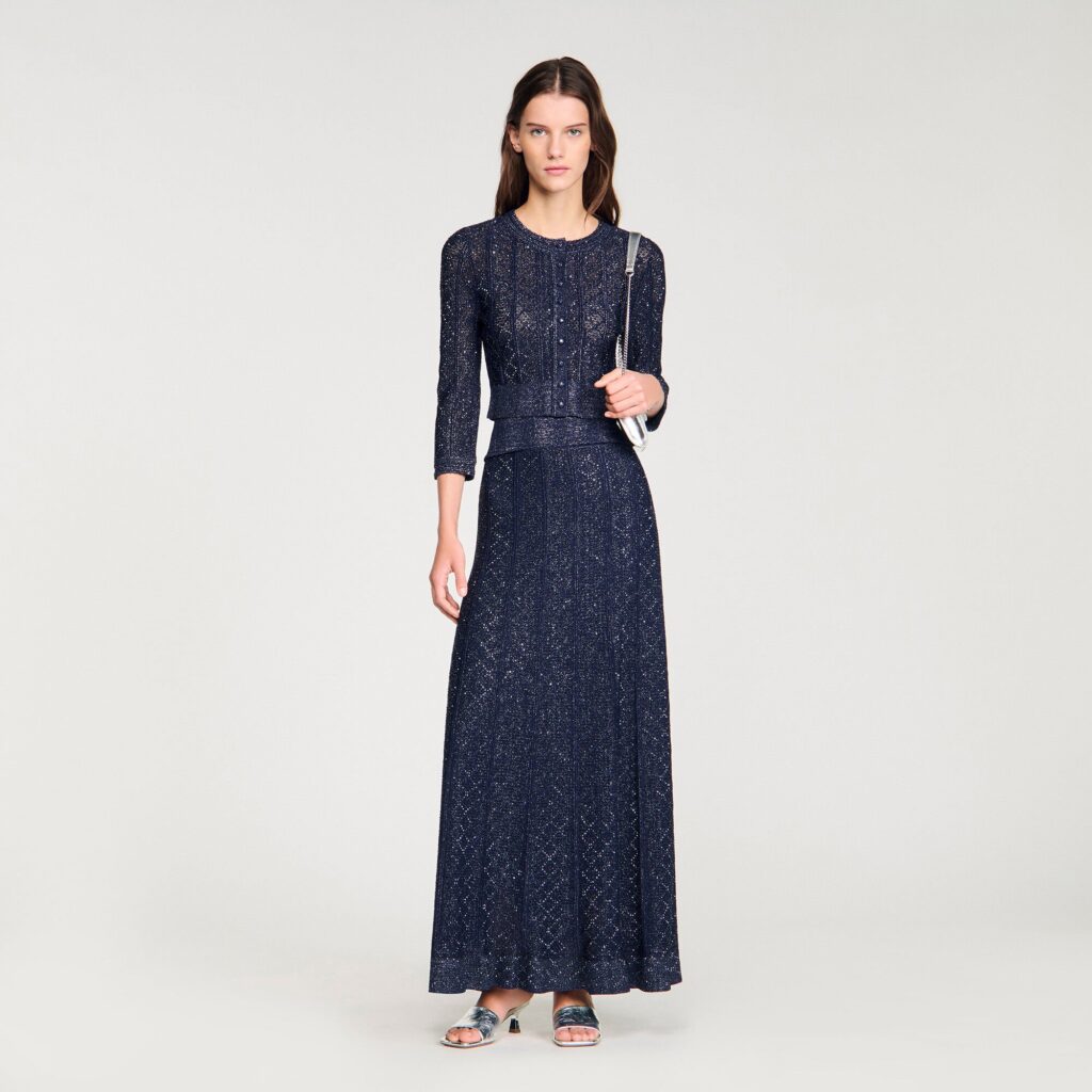 Cardigan court en maille strassée