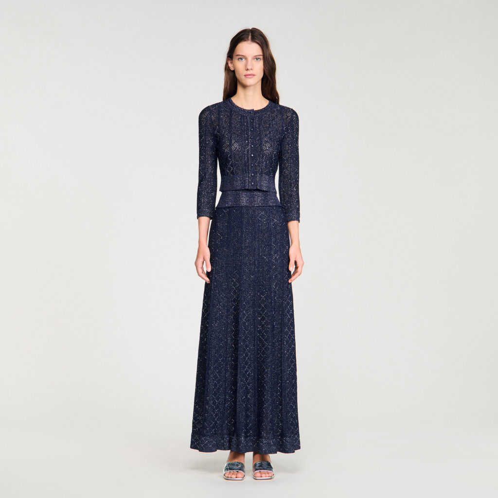 Cardigan court en maille strassée