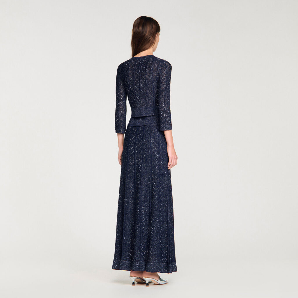 Cardigan court en maille strassée