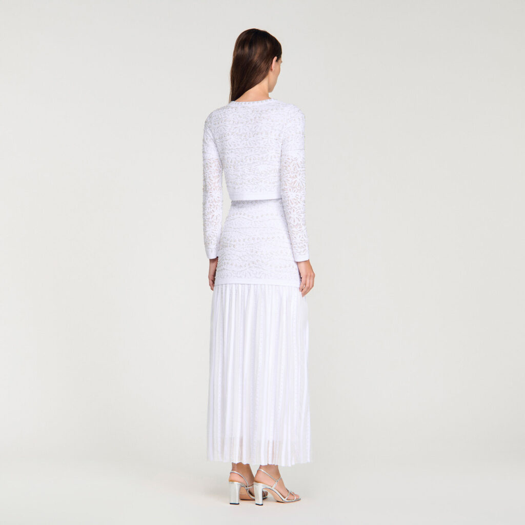 Cardigan court perlé