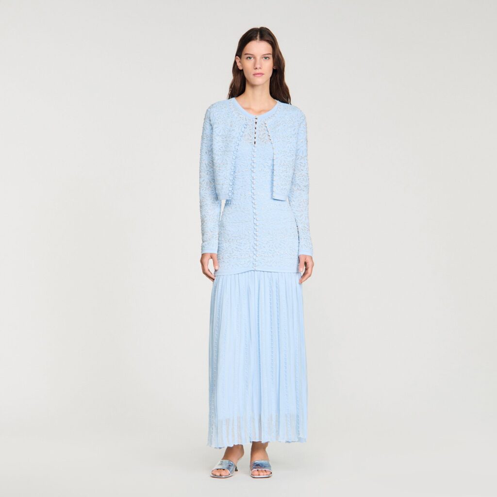 Cardigan court perlé