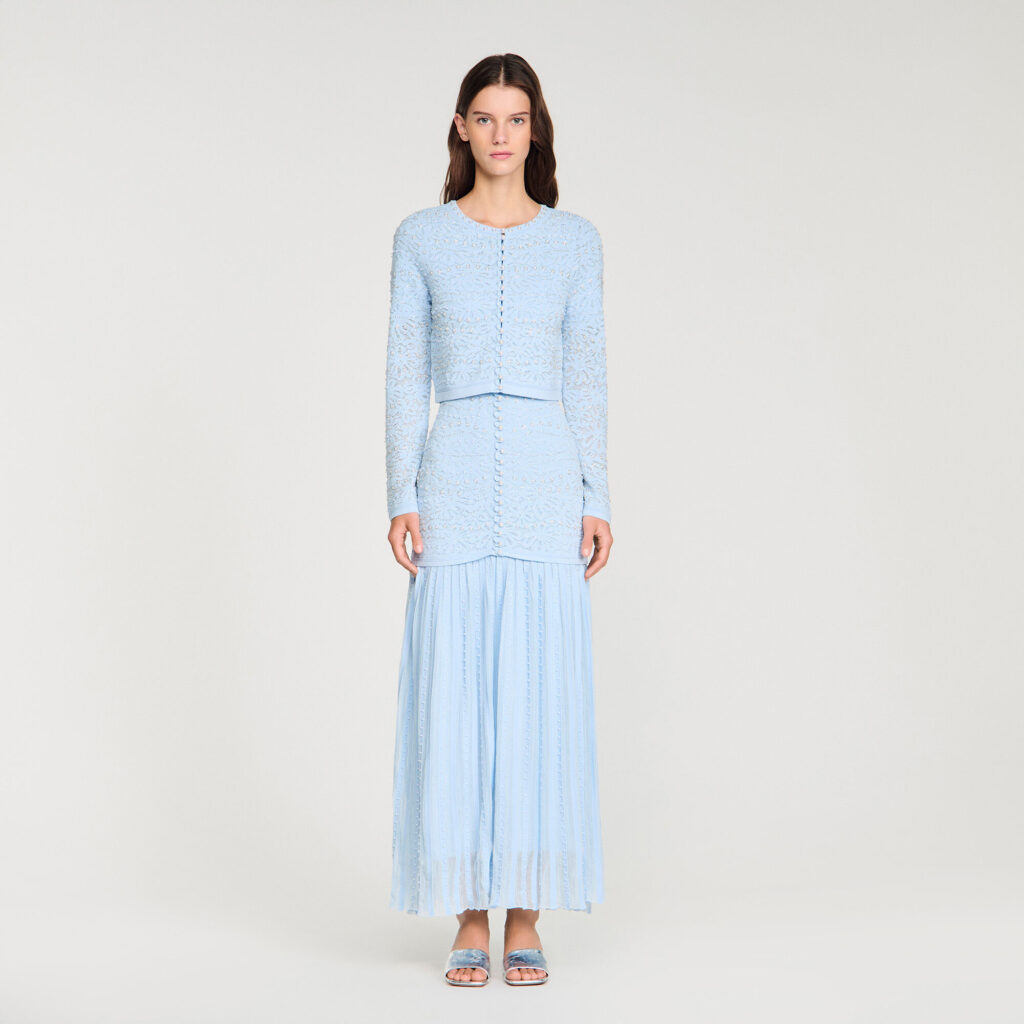 Cardigan court perlé
