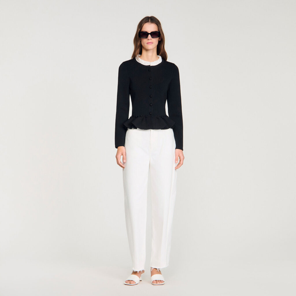 Cardigan à basque et col amovible