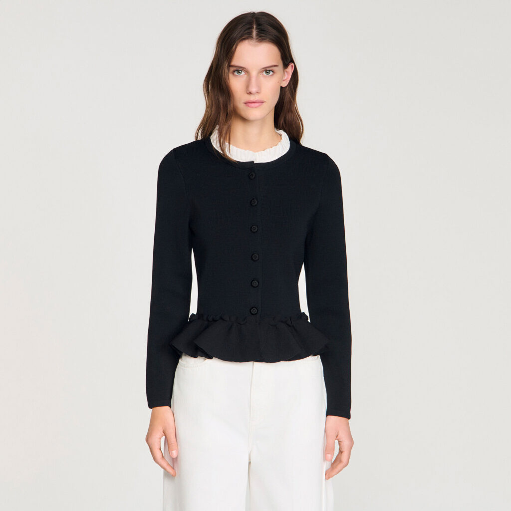 Cardigan à basque et col amovible