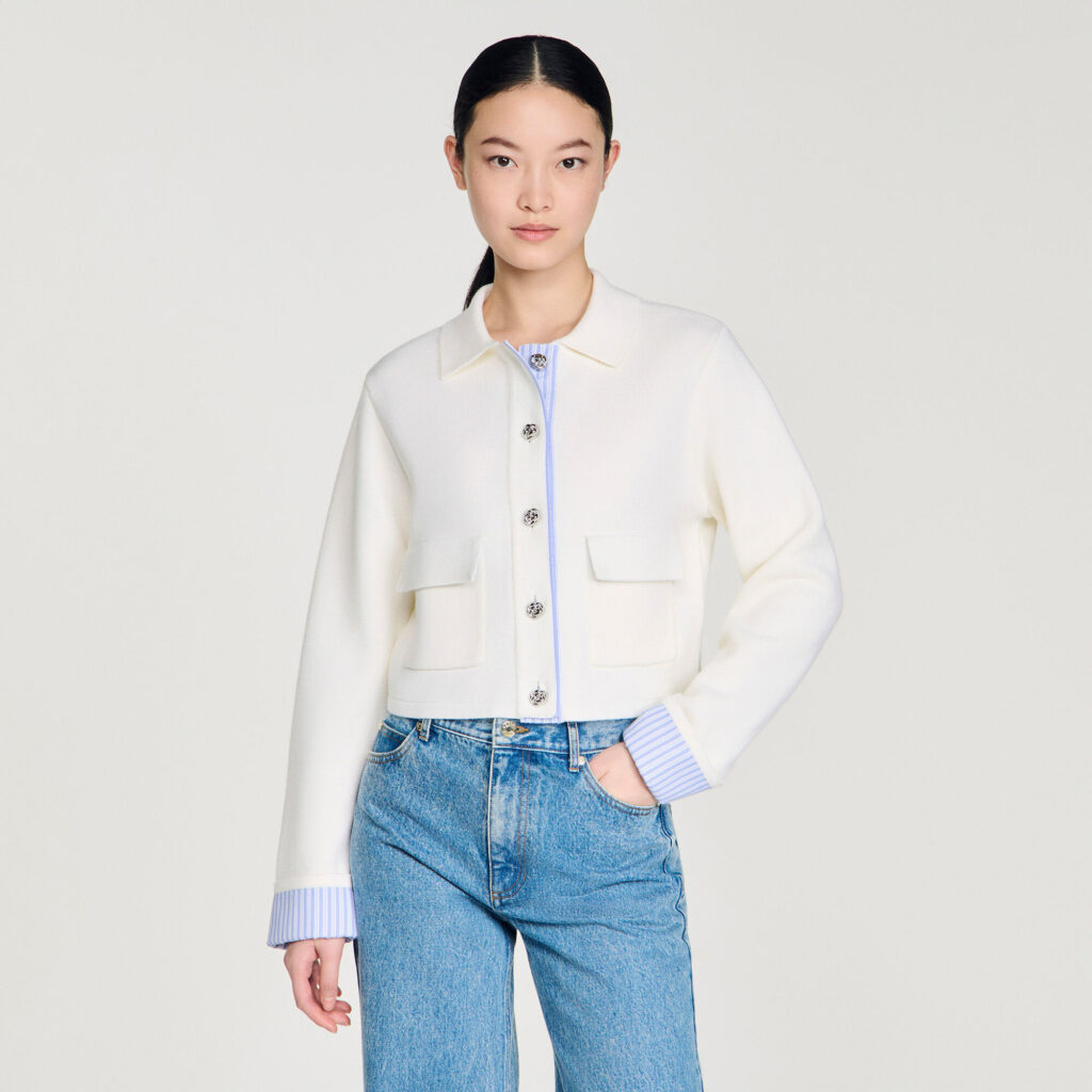 Cardigan en laine col polo