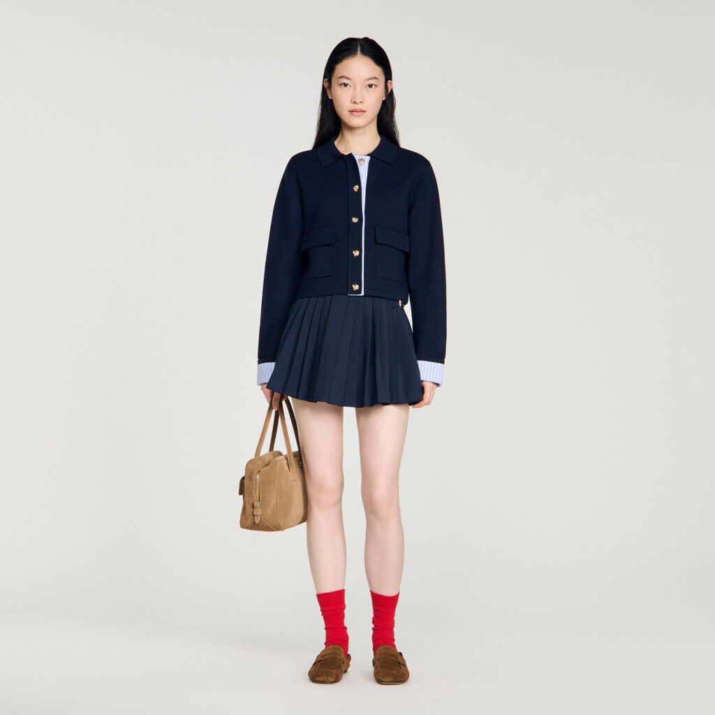 Cardigan en laine à col polo