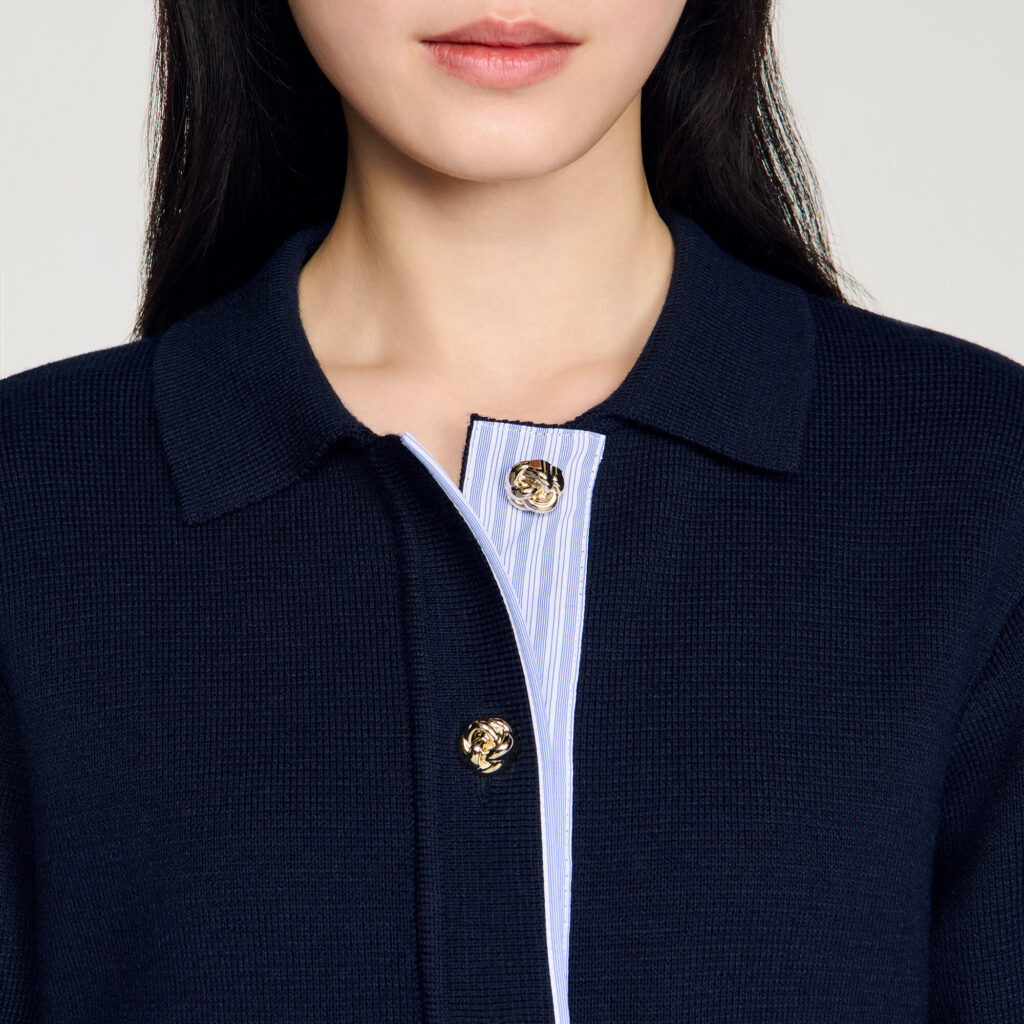 Cardigan en laine à col polo