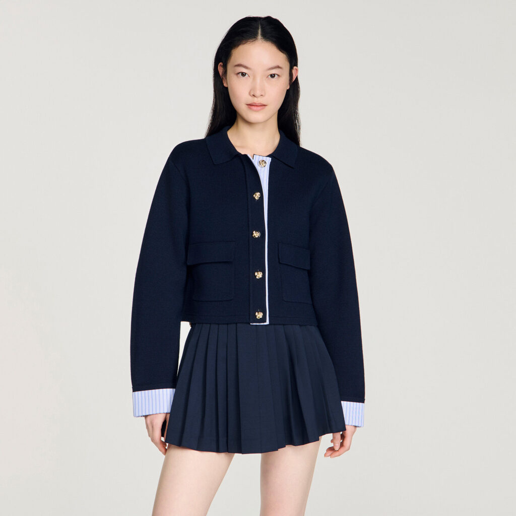 Cardigan en laine à col polo