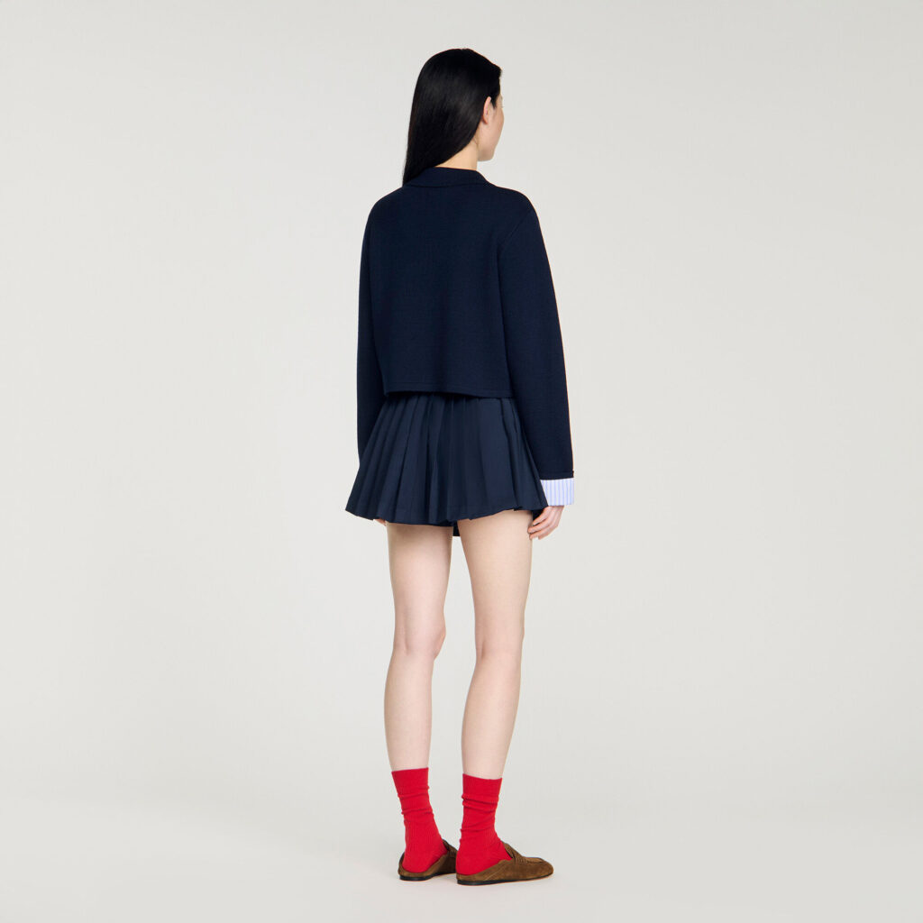 Cardigan en laine à col polo