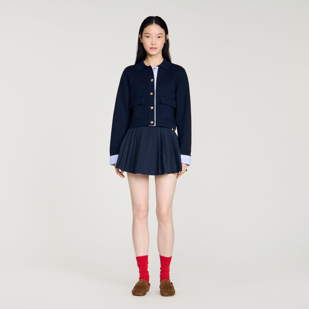 Cardigan en laine à col polo