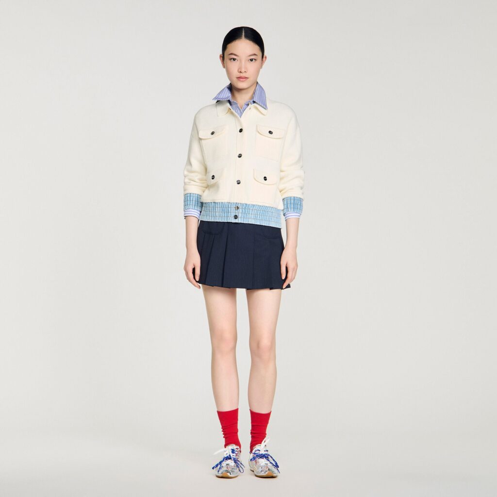 Cardigan à détails denim