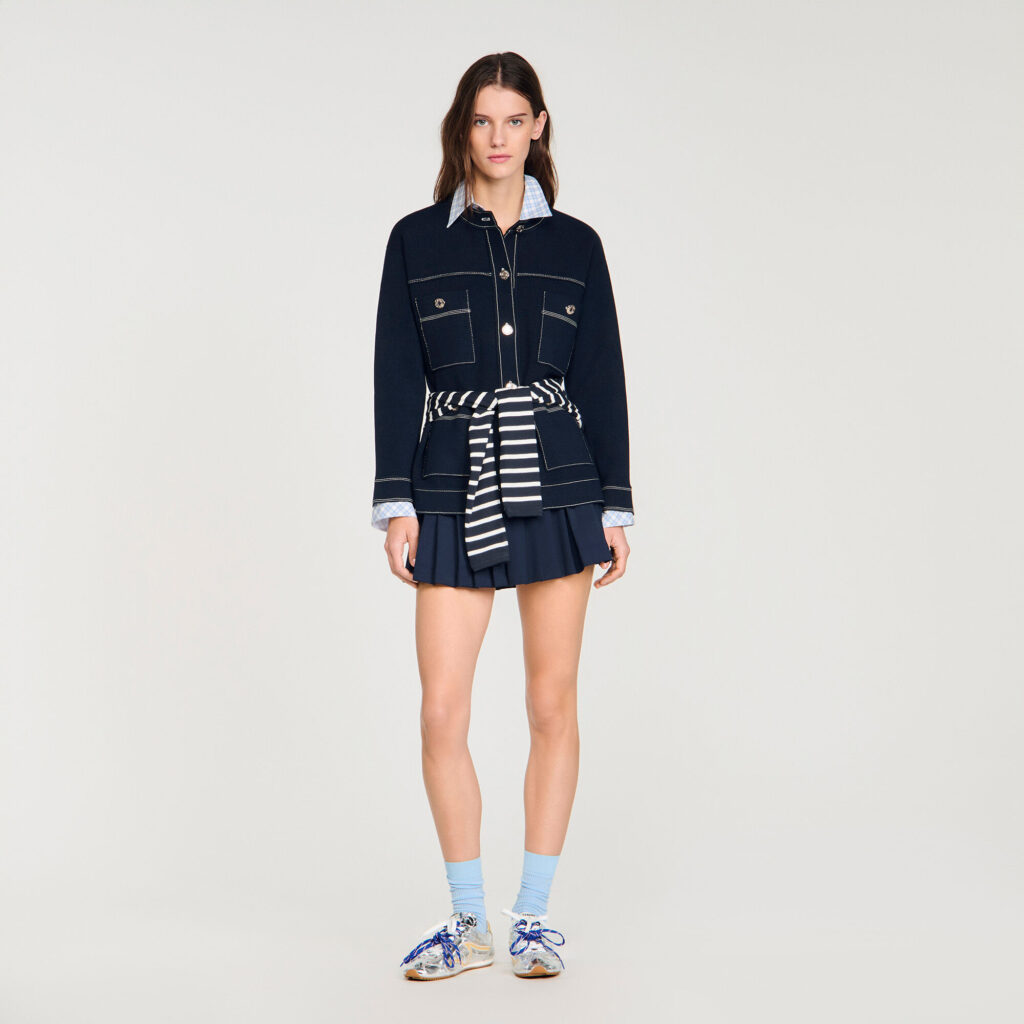 Cardigan à surpiqûres contrastées